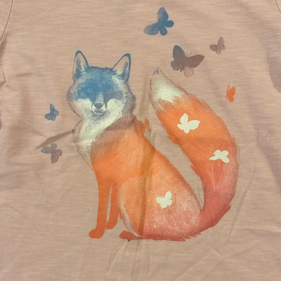 Kids Pink Fox Graphic T-Shirt - Picture 2 of 7